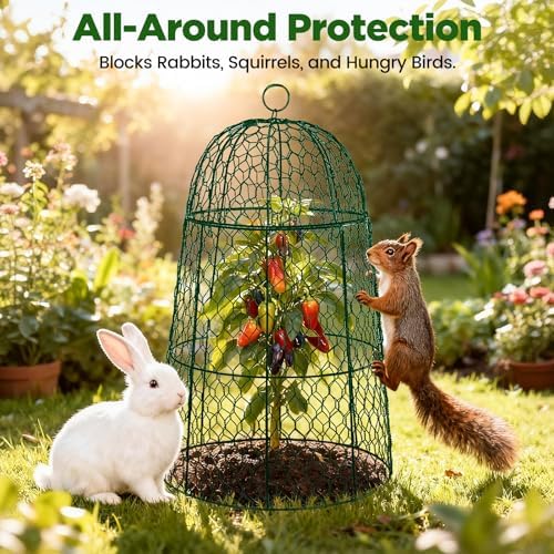 12 Pack XL Metal Garden Cloches for Plants, 17" Tall Chicken Wire Cloches - Image 4