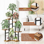 6 Tier Corner Plant Stand Indoor Wood Metal Plant Shelf Outdoor - Image 2