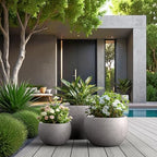 Kante Set of 3 CON Gray Concrete Bowl Round Planters for Modern Home - Image 3