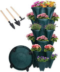 GameXcel Vertical Planter Tower - 6 Tier Stackable Garden Planters with Wheels and Tools Plant Pots for Strawberry Herb Flower and Vegetable Indoor Outdoor Use Green by GameXcel