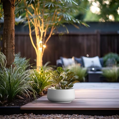Kante Accent Round Bowl White Concrete Planter 14.2" Dia, Outdoor - Image 3