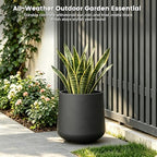 Kante Accent Round Curved Black Concrete Planter 13" Dia, Outdoor - Image 6