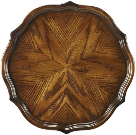 Beaumont Lane Wooden Pedestal Plant Stand, 36.5 in Tall, Poplar Hardwood MDF with Oak Veneer, Round Distressed Vintage Oak Finish, Traditional Accent Table for Plants or Display - Image 3
