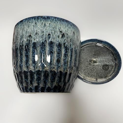 Ceramic Pots for Plants, 6in Ceramic Planters for Indoor Plants, Flower Pots with Drainage and Saucer, Reactive Glaze Blue - Image 5