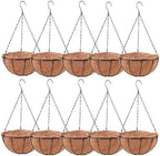 LaLaGreen Outdoor Hanging Baskets (10 in, 10 Pack) Coco Liner Flower Pots by L%C3%A1L%C3%A1Green