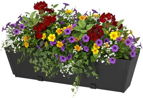 Railing Planter Box 36 Inch, Heavy Duty Metal Window Boxes by AnythingYouWant