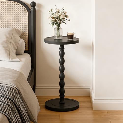 Small Round Side Table, Rubberwood‌ Drink Table for Small Spaces - Image 6