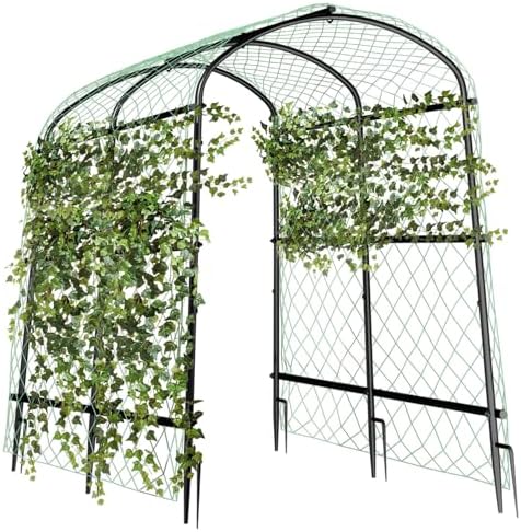 unho 63inch Garden Trellis Arch: for Climbing Plants with Net Metal by unho