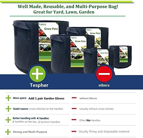 200 Gallon Big Raised Garden Bed Bag (50x24 inch) Large Plant Grow Bag for Tomato,Potato Planter,Herbs Veggies Planter,Flower Bed,Plant Container,Yard Waste,Lawn Debris,Leaf Bag with Gardening Gloves - Image 7