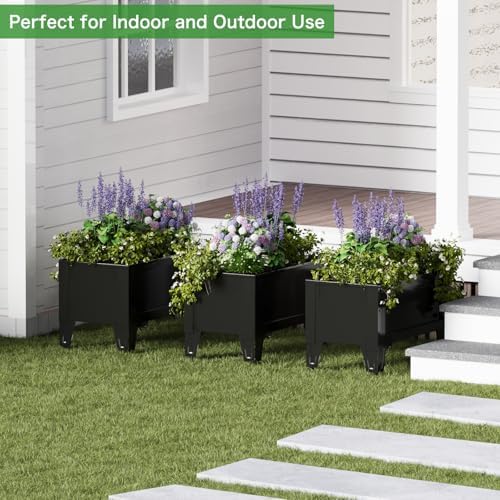PROXRACER Elevated Metal Planter Box Stand Heavy Duty Raised Garden Bed for Vegetables Flowers Herbs Indoor Outdoor Use, Charcoal - Image 3