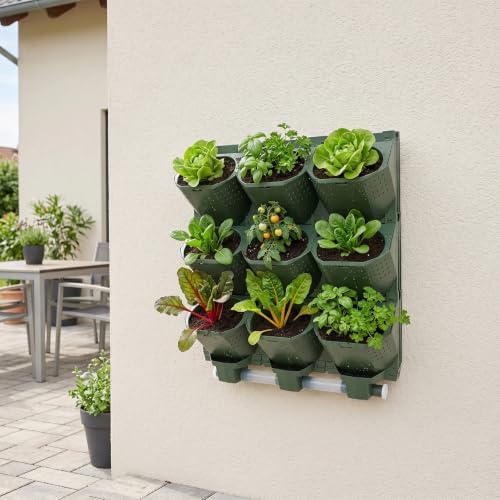 9 Pockets Greenstalk Vertical Planter, Wall Mounted Vertical Planter(Green) - Image 5