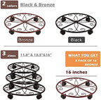 5 Packs 16” Plant Caddy with Wheels Large Metal Plant Stand with Wheels for Indoor and Outdoor Plants Rolling Plant Stand with Casters Heavy Duty Plant Dolly Roller Caddy, Bronze - Image 6