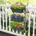 GIANTEX 3-Tier Vertical Railing Planter, Adjustable Hanging Planter Boxes - Image 2