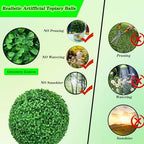 Artificial Plant Topiary Ball Dia 11in, Faux Boxwood Decorative Balls, Decorative Faux Greenery Fake Plants, Small Artificial Plants, Topiary Tree Plants, Grass Ball for Backyard Garden - Image 6