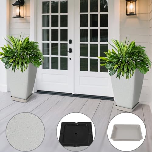 Neoaider Set of 2 Tall Planter, 21 inch Large Plastic Planter, Bluish Gray - Image 4