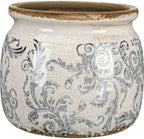 5.9'' Vintage Ceramic Planter, Ice Crack Glaze Gray Scroll Pot by Unknown