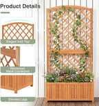 S AFSTAR Wooden Raised Garden Bed with Trellis, 63" Tall Planter Box with Drainage for Vines Climbing Plants Flowers Herbs, Elevated Gardening Planter for Backyard, Balcony & Patio - Image 4