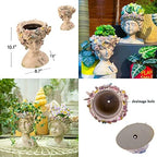 Face Flower Pot Head-Planters Succulent - 10 Inch Garden Resin Face Planter with Drainage Hole for Indoor and Outdoor Plant 7.75 * 6.75 * 10 Inch - Image 4