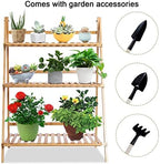 4-Tier Ladder Plant Stand, Multi Plant Pot Holder Bamboo Garden Shelves Storage Organizer Rack, 4 Colors Folding Flower Plant Stand Display Rack for Patio Garden Living Room - Image 7