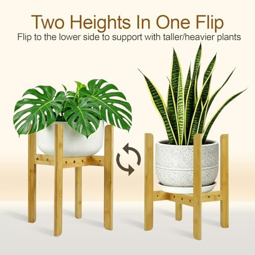 15.7” Bamboo Adjustable Small Plant Stand Indoor for 8-12 Inch Pots 2 pack - Image 6