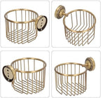 Vintage Toilet Paper Basket, Antique Brass Wall Mounted Tissue Paper Holder with Stable Metal Stand, Bathroom Decor, for Plant, Flowerpot and Roll - Image 7