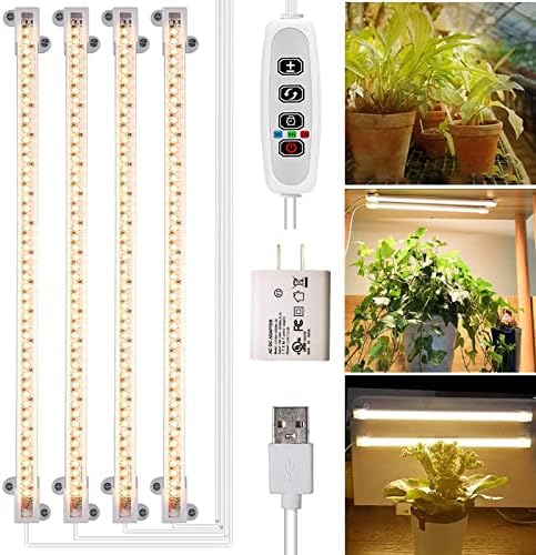Grow Light Strips, Plant Lights for Indoor Plants Full Spectrum Growing Lamp with Auto On & Off Timer,3/6/12H Timer, 192 LEDs/ 10 Dimmable Levels Sunlike for Seedings Hydroponics by Carzos