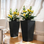 Kante Set of 2 Black Plastic Square Planters 27.5" Tall Home & Outdoor - Image 5