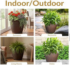 Sunnydaze Anjelica 24'' Large Plastic Planter Pot for Plants, Rust - Image 5