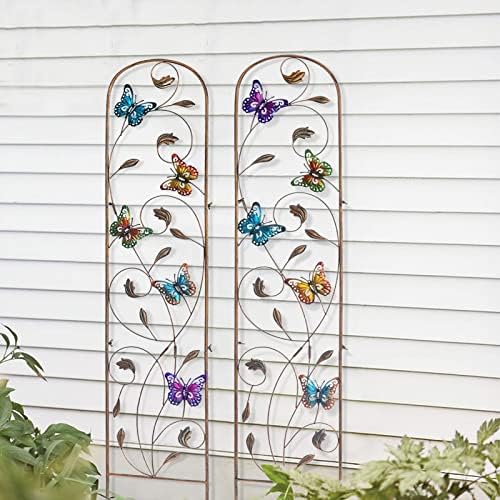 LEWIS&WAYNE 2 Pack Metal Garden Trellis with Colorful Butterfly 60 Inch High Outdoor Decoration Arched Fence Trellis for Climbing Plants for Patio, Lawn, Yard, Backyard, Wall Brackets - Image 5