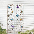LEWIS&WAYNE 2 Pack Metal Garden Trellis with Colorful Butterfly 60 Inch High Outdoor Decoration Arched Fence Trellis for Climbing Plants for Patio, Lawn, Yard, Backyard, Wall Brackets - Image 5