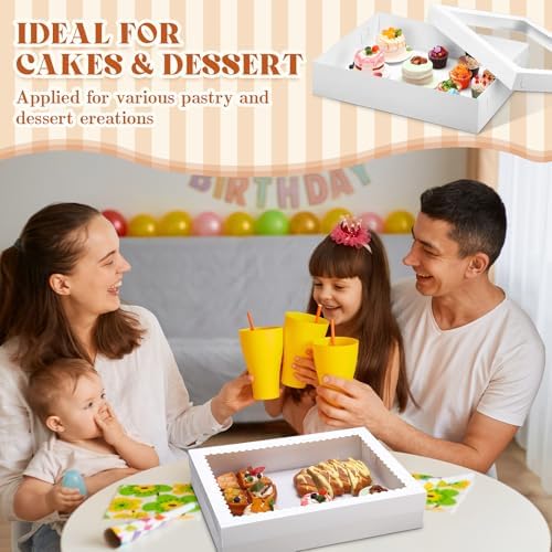 Sinload Half Sheet Cake Box with Window and Board, White, 19x14x4 Inch - Image 4