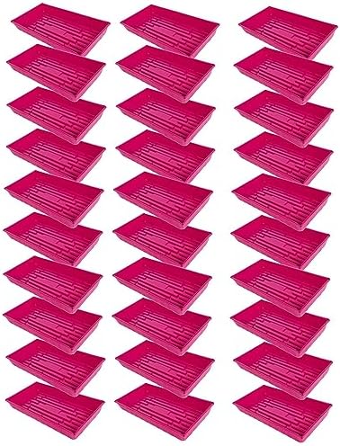 SUNPACK 10" x 20" Mega Plastic Seed Starting Tray, Magenta, 2.5" (Pack of 30) - No Drainage Holes, Ideal for Greenhouses or Indoor Gardening - Made of Thick, Strong Plastic by SUNPACK