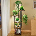 Homsorout Plant Stand Indoor with Grow Light - 6-Tier Metal Plant Shelf with Hanging Basket Hook, Corner Tall Flower Holder for Multiple Plants, Living Room Balcony Garden Patio, Rustic Brown by Homsorout
