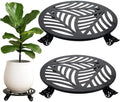 2 Packs Extra-large Metal Plant Caddy with Wheels 17 inches Heavy-Duty Iron Rolling Plant Stand with Casters Indoor Outdoor Wheeled Plant Roller Base Pot Movers Plant Dolly Coaster Trolley Black by Planterhoma