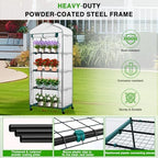 Yesker Mini Greenhouse 27"x20"x63" Portable Indoor / Outdoor Small Green House with 4 Tier 4 Shelves Wheels Thicken PE Cover Compact Greenhouses Kit for Winter Gardening Balcony Patio Backyard, White - Image 6