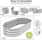 4x2x1ft-2pcs-Oval Raised Garden Bed Kit, Galvanized Planter Garden Boxes Outdoor, Metal Raised Garden Beds for Vegetables,Fruits, Flower,Silver - Image 3