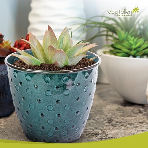 Headwind Ironstone Mandalay - 8" Spearmint Decorative Planter High-Gloss with Embossed Dotted Pattern & Durable Coated Finish – Lightweight Plant Pot Indoor & Outdoor Flower Pots Use by Robert Allen - Image 3
