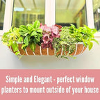 LaLaGreen Outdoor Planter Boxes (36 Inch, 2 Pack) White Metal Deck Railings Flower Box with Coco Liner, Rectangular Wall Planters for Window Plants Horse Troughs Fence Balcony Modern Herb Patio Porch - Image 3