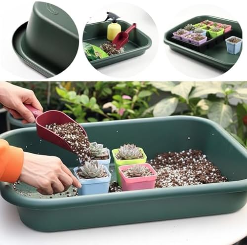 Potting Mat Potting Tray, 17×12×3in Multi-Purpose Gardening Mat for Repotting and Seed Starting Plastic Plant Tray for Indoor & Outdoor Use, Green - Image 4