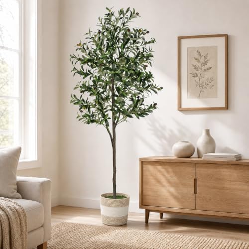 6FT Artificial Olive Tree,Olive Trees Artificial Indoor with Basket - Image 6