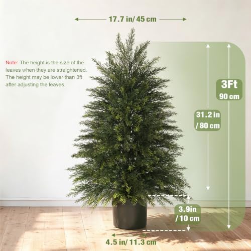 3 ft Artificial Topiary Cedar Trees Set of 2 for Outdoor - Image 2