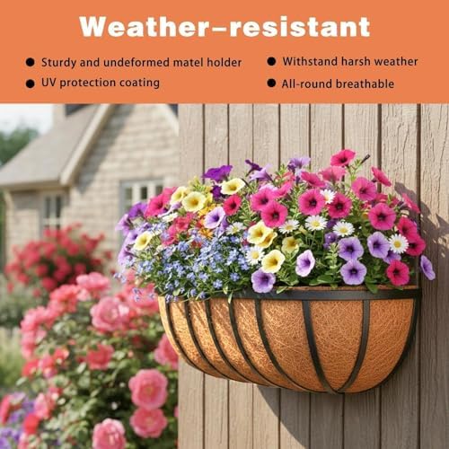 2 Pack 24" Railing Planter Window Box with Coco Fiber Liner Horse Trough Planter The Railing Planters Boxes for Deck Porch Fence Outdoor - Image 3