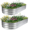 JERIA 2 Pcs 6×3×1ft Oval Raised Garden Bed,Galvanized Raised Garden Bed Kit Outdoor Metal Gardening Planter Box for Vegetable, Fruits, Flower，Herbs by JERIA