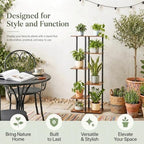 Corner Tall Plant Stand Indoor 6 Tier 8 Potted, Rustic Brown - Image 5
