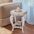 Round Accent End Table, White Wash, 18x22 - Image 2