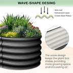 GarveeLife 2 Pcs 4.5x2x1 ft Oval Raised Garden Bed, Galvanized Raised Beds,Open-Ended Base Metal Raised Planter Beds,Garden Bed Outdoor,Planter Raised Boxes for Vegetables, Flowers,Tool-Free Asse,Gray - Image 3