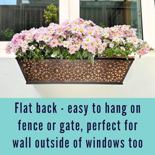 LaLaGreen Long Wall Planter (24 in, 4 Pack) Black Coco Liner Window Box - Image 6