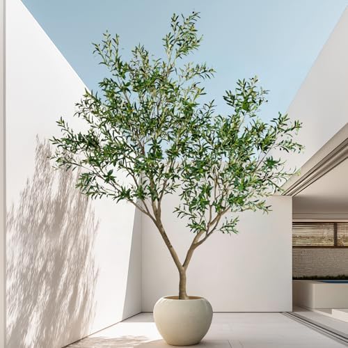 10FT Artificial Olive Tree with Realistic Leaves & Natural Trunk, Faux Silk Olive Plant in White Planter, Tall Fake Tree for Modern Home Office Living Room Entryway Corner Decor, Maintenance Free - Image 4