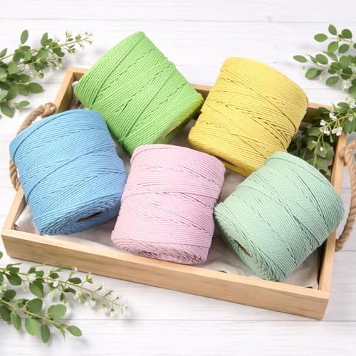 Aelfon Macrame Cord 4mm x 547yards, Soft Colored Macrame Rope, Natural Cotton Cord for Plant Hangers, Wall Hanger, Decorative Projects(Latte) - Image 2