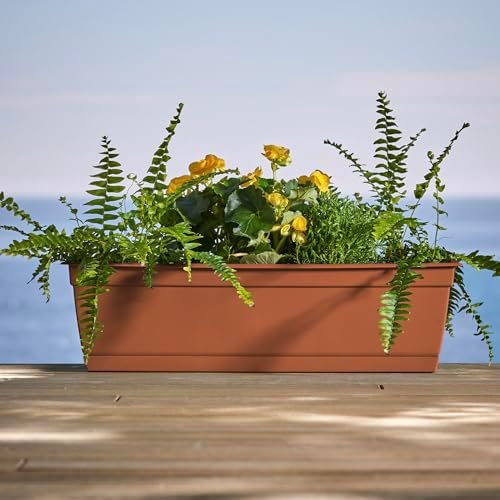 Bloem Dayton 24" Recycled Plastic Window Box Planter, Terra Cotta, 3-Pack - Image 2